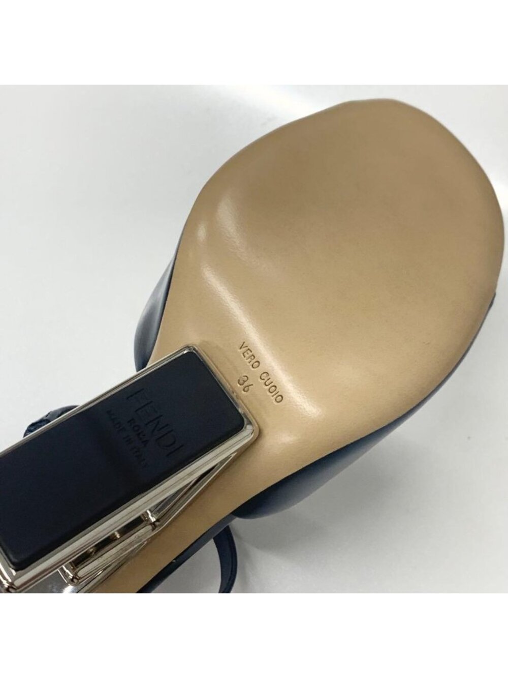 Fendi First Leather Metal Heel Strap Sandals - Picture 9 of 10